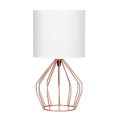 Small Bedside Lamp with White Linen Fabric Lampshade